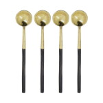 House Doctor Lžička Antique Brass – set 4 ks, černá barva, zlatá barva, kov