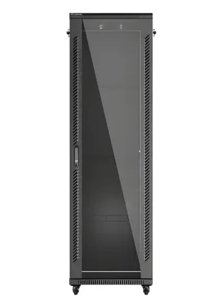 Lanberg černá / Stojanový rozvaděč / 19" / 42U / 600x800 mm / prosklené dveře (FF01-6842-12B)