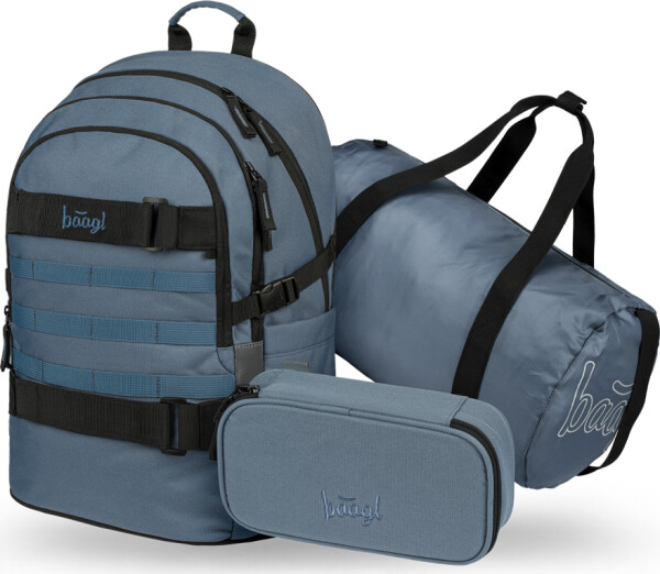 BAAGL 3 SET Skate Dust Blue: batoh, penál, sportovní taška GRS