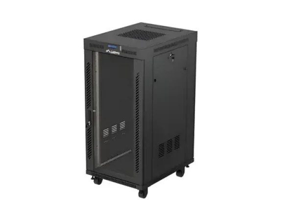 Lanberg FF01-6824-12BL černá / Stojanový rozvaděč / 19" / 24U / 600x800 mm / Nosnost 1200 kg (FF01-6824-12BL)