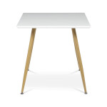 Stůl jídelní 140x80, MDF, bílá matná deska, kovové nohy v barvě dubu.