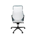 Kancelářské křeslo, zelená ekokůže, houpací mechanismus s aretací ve 4 polohách, kovový kříž, kolečka pro tvrdé povrchy