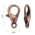Karabinka - měděná - 12 x 6 mm - 1 ks