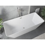 MEXEN/S - Velo Slim volně stojící vana 170 x 75, bílá, sifon a přepad nikl kartáčovaný 52811707500-97