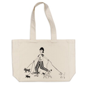 Helen b Plátěná taška z organické bavlny Tote I love Cats XL, krémová barva, textil
