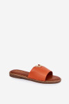 Dámské Pantofle Eko Kožené S Ozdobnými Detaily Oranžové Mevith 41