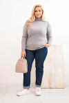 Dámský viskózový svetr Plus Size s klasickým střihem šedý UNI