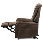 TV křeslo + eletrické polohování, hnědá látka, kov černá