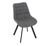 Židle jídelní, šedá látka, nohy černý kov