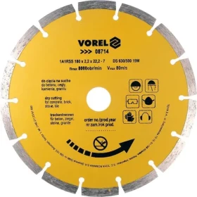 Vorel Kotouč diamantový řezný segmentový 180x22,2 mm / Řezný kotouč / Suché řezání