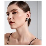 Perlové náušnice Lauren Black - květina, Černá