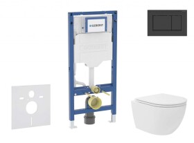 GEBERIT - Duofix Set předstěnové instalace, kompaktního klozetu Oudee Vortex a sedátka softclose, tlačítko Sigma30, matná černá/černá SANI11CA5138B