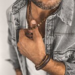 Inspirace 137 - Pánský set šperků – pravá kůže, tygří oko a chirurgická ocel