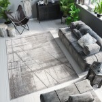 DumDekorace Béžovo šedý designový koberec s abstraktním vzorem Šířka: 60 cm | Délka: 100 cm