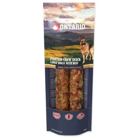 Ontario Protein žvýkací pamlsek velká rolka s hovězím 25.4cm 2ks (214-56054)