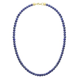 Pánský korálkový náhrdelník Fernando Gold - 6 mm lapis lazuli, Zlatá 50 cm