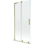 MEXEN/S - Velar L dvoukřídlá posuvná vanová zástěna 95 x 150, transparent, zlatá kartáčovaná 896-095-003-01-55