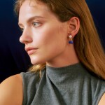 Náušnice s perlou, lapis lazuli a zirkony Aurelia, Modrá Bílá