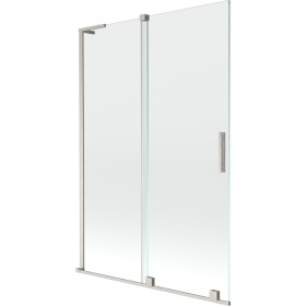 MEXEN/S - Velar L dvoukřídlá posuvná vanová zástěna 120 x 150, transparent, nikl kartáčovaný 896-120-003-01-97
