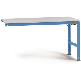 Manuflex LU6026.5012 ESD ESD pracovní stůl Univerzální standardní Přístavný stůl s plastové desky, Šxhxv = 1250 x 600 x 766-876 mm světle modrá (RAL 5012)