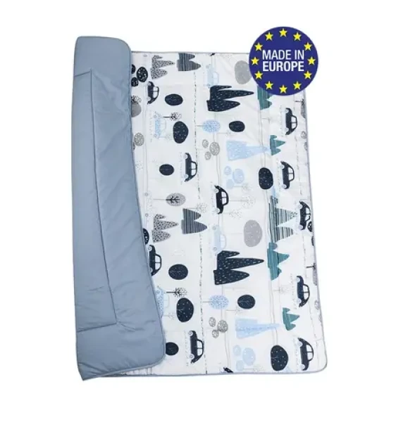 Bomimi HRACÍ deka 120x120, bavlna, oboustranná autíčka, modrá (BO2302BLU001)