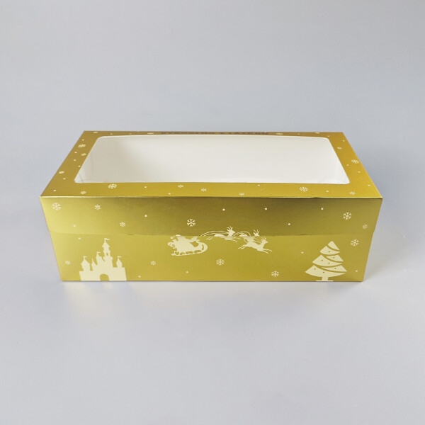 Cake star vánoční krabice zlato-bílá s laminací L 40x20x13cm