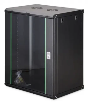 Digitus Dynamic 16HE 600x450mm černá / Nástěnný rozvaděč / 19" / Skleněné dveře / Aktivní chlazení / IP20 (DN-37113)