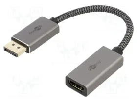 Goobay Plus 75271 šedá / Adaptérový kabel DisplayPort - HDMI / 4K 60Hz / 20 cm / 32 Gbit/s (75271)