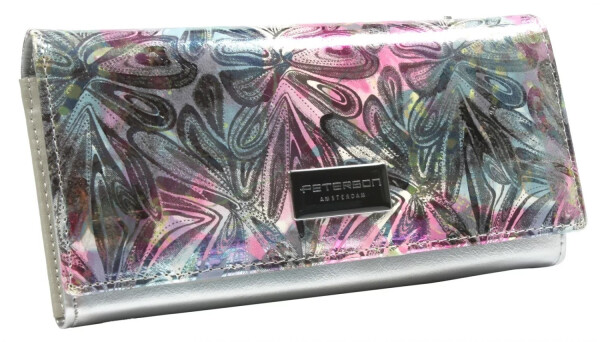 Módní dámská koženkovo-kožená peněženka Peterson Jeanea, stříbrná