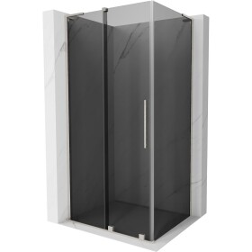 MEXEN/S - Velar L sprchový kout, posuvné dveře 110 x 100, grafit, nikl kartáčovaný 871-110-100-43-97