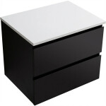 CERANO - Koupelnová skříňka Carole - černá matná + deska z lit. mramoru Elanys - 12 mm - bílá matná - 70x49,2x46 CER-8050BD85519