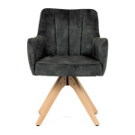 Židle jídelní, otočný mechanismus 360°, taštičkové pružiny v sedáku, tmavě zelená látka, noha masiv dub