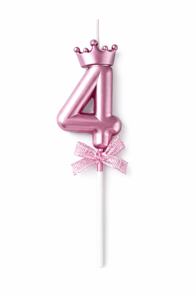 Dortová svíčka s "korunkou" ružovo-zlatá č.4