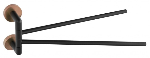 SAPHO - LARISSA dvojitý držák ručníků otočný 350, černá/měď mat WS021BC