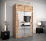 Šatní skříň Abi Mo s nástavcem Barva korpusu: Dub Sonoma, Rozměry: 150 cm, Dveře: Černá