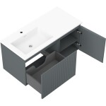 MEXEN/S - Rivel koupelnová skříňka 100 cm s umyvadlem Otis levá, 1S, 1D, reliéf, grafit mat/bílá mat 91A23-10047-3-BBFF66-W18L01