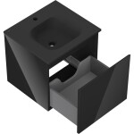 MEXEN/S - Orio koupelnová skříňka 50 cm s umyvadlem Vela, 1 šuplík, černá lesk/černá mat 91A10-05047-1-BF70-W23M71