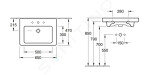 VILLEROY & BOCH - Subway 2.0 Umyvadlo 650x470 mm, s přepadem, otvor pro baterii, CeramicPlus, alpská bílá 7113KGR1