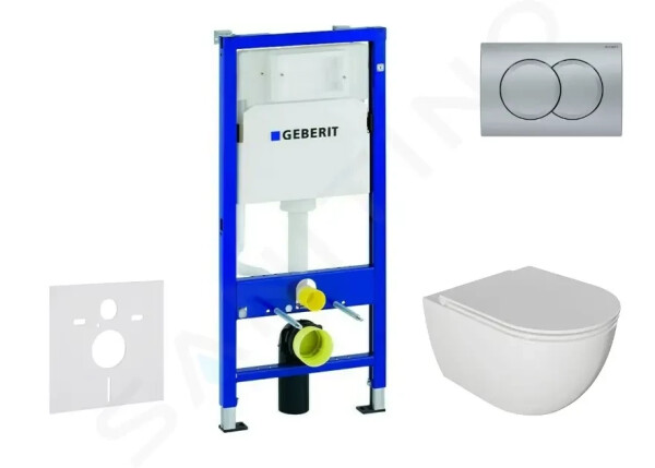 GEBERIT - Duofix Set předstěnové instalace, klozetu Oudee a sedátka softclose, tlačítko Delta01, matný chrom SANI11CA1125