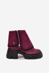 Kožené dámské kotníčkové boty s obráteným límcem Maciejka 07145-23 bordó 36