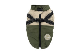 City-warm zimní bunda pro psa s postrojem Barva: Zelená, Délka zad (cm): 44, Obvod hrudníku: 52 - 58 cm