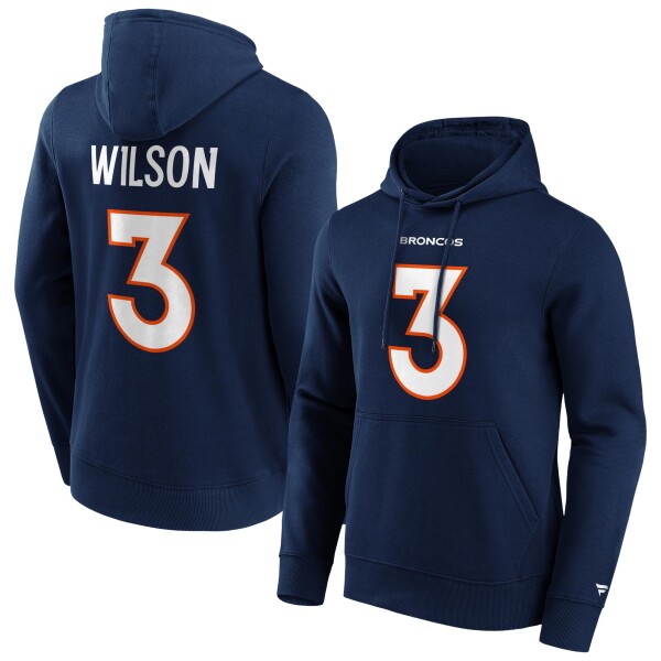 Fanatics Pánská mikina Denver Broncos NFL Russell Wilson #3 Iconic Player Hoodie Velikost: 2XL