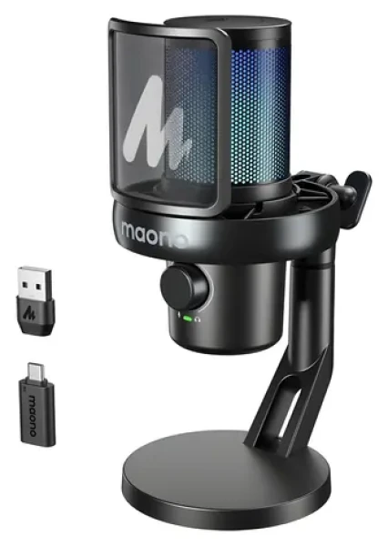 Maono DM40 Pro černá / Herní mikrofon / Bezdrátový / Kondenzátorový / RGB / AI Voice Changer (DM40 Pro black)