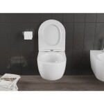 MEXEN/S - Carmen Závěsná WC mísa Rimless Tornado včetně sedátka s slow slim, duroplast, bílá lesk 30880400T