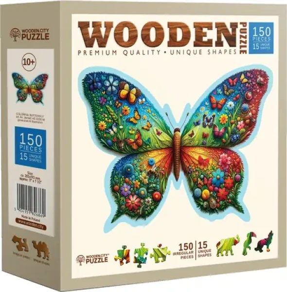 WOODEN CITY Dřevěné puzzle Barevný motýl 150 dílků