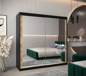 Šatní skříň Abi T3 Barva korpusu: Černá, Rozměry: 200 cm, Dveře: Dub sonoma