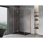 MEXEN/S - Mist H T sprchový kout dveře křídlové levá 115 x 80, transparent, měď kartáčovaná 8A5T-115-080-65-00-L