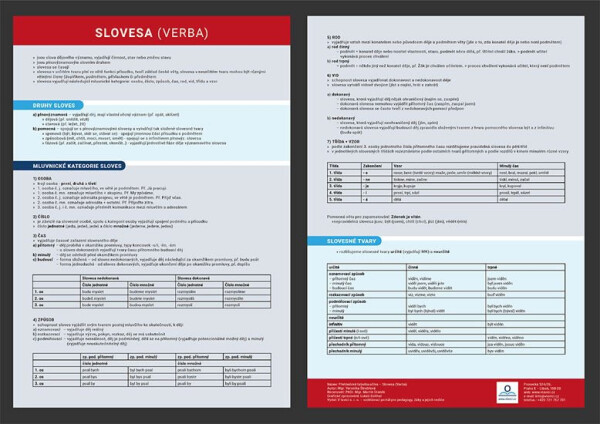 Přehledová tabulka učiva slovesa