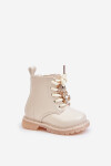 Zateplené dětské boty s medvídkem na zip béžové Enchanta 35