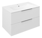 SAPHO - SET koupelnová skříňka CIRASA 80cm s umyvadlem a LED zrcadlem, 2x zásuvka, bílá lesk KSET-106